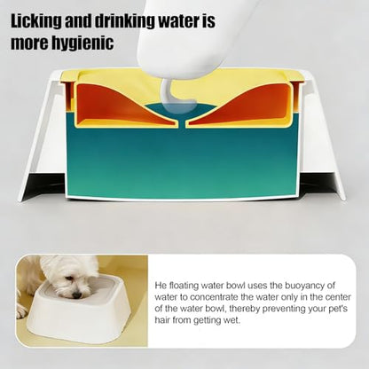 Spill Proof Dog Water Bowl 37oz, Large Capacity No Drip Pet Dispenser with Non-Slip Base, Slow Water Bowl for Dogs Puppies Indoor Outdoor Use, 22x22x8cm - color: Gray