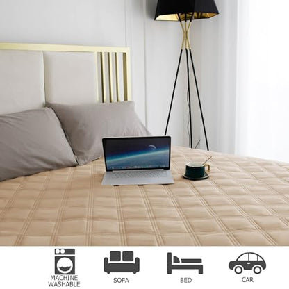 Ameritex Waterproof Dog Bed Cover Pet Blanket with Anti-Slip Back for Furniture Bed Couch Sofa - color: Beige, size: 30x60 Inch (Pack of 1)