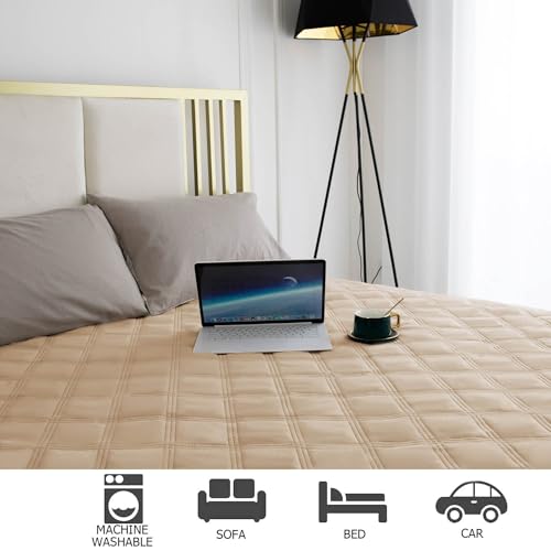 Ameritex Waterproof Dog Bed Cover Pet Blanket with Anti-Slip Back for Furniture Bed Couch Sofa - color: Beige, size: 30x53 Inch (Pack of 1)