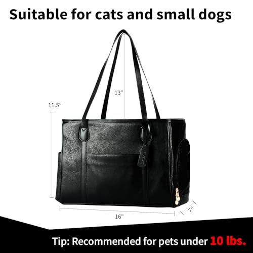 Stylish Dog Purse Carrier, Leather Pet Carrier Bag for Small Dogs Cats Puppy, Airline Approved Soft-Sided Carrier Black - color: Black