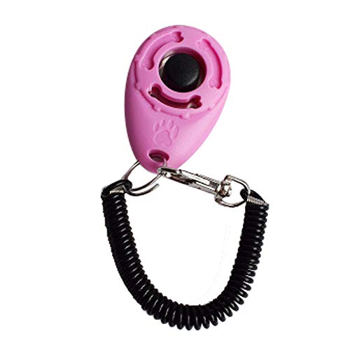 SERYU 1 Piece Dog Pet Click Clicker Training Trainer Aid Wrist Strap Pink - color: Pink