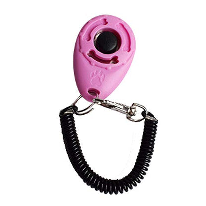 SERYU 1 Piece Dog Pet Click Clicker Training Trainer Aid Wrist Strap Pink - color: Pink