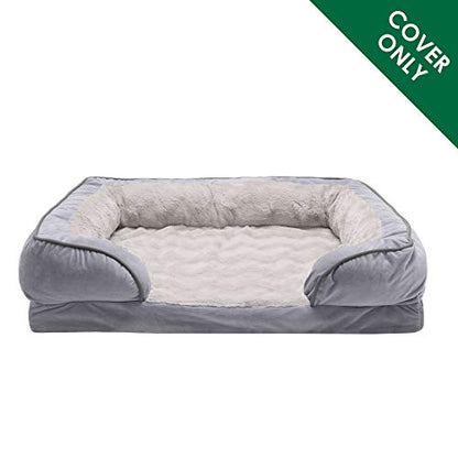 Furhaven Replacement Dog Bed Cover Perfect Comfort Plush & Velvet Waves Sofa-Style, Machine Washable - Granite Gray, Jumbo (X-Large) - color: Granite Gray, size: Jumbo