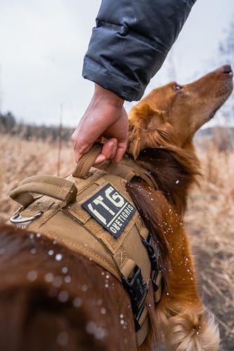 OneTigris Tactical Dog Harness with 5X Metal Buckle,Dog MOLLE Vest with Handle,No Pulling Front Clip,Hook and Loop Panel for Dog Custom Patch - color: Brown, size: L