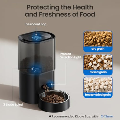 Automatic Cat Feeder and Water Fountain 2-in-1, Smart Timed Cat Food Dispenser with 2.4G WiFi APP Control, Automatic Dog Feeder and Water Dispenser with 10s Voice Recorder for Cats Small Dogs