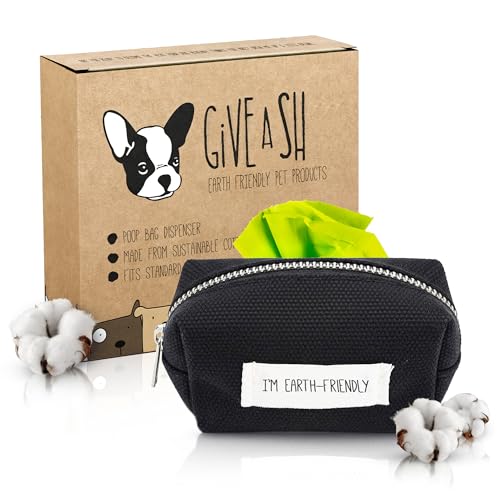 Black Poop Bags Holder - 10% to Charity - Strong Quality Zipper - Virgin Plastic Free - Black Dispenser with Secure Carabiner
