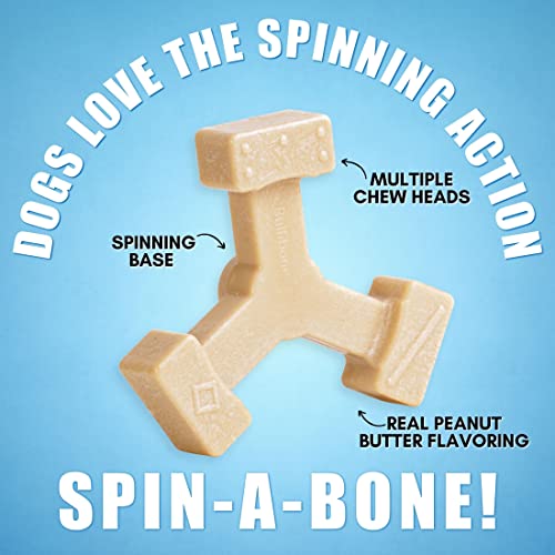 Bullibone Nylon Dog Chew Toy Spin-a-Bone - Interactive Dog Toy, Triggers Natural Instincts, and Improves Oral Health - size: Small / Medium Dog Single