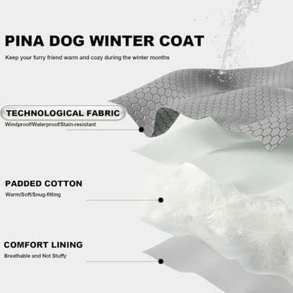PINA Dog Winter Coat with Faux Fur Hood, Windproof and Warm, Suitable for Small to Large Dogs, Pink, XXL - color: Pink, size: XXL(chest:25.5in)