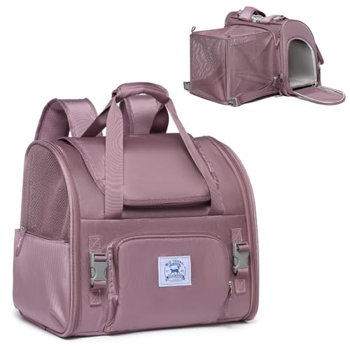 Pet Backpack Carrier for Small Dogs Medium Cats, Puppies,Breathable and Collapsible Design, Portable Travel Bag for Bearded Dragon,Rabbit Cage (Purple, Small) - color: purple, size: Small