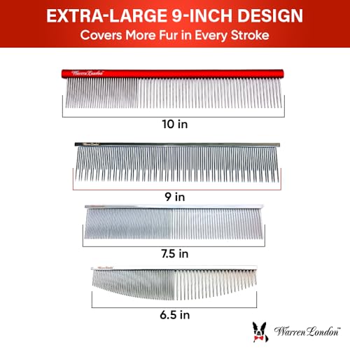 Warren London Carding Pro XL Comb 9in | Copper Grooming Comb with Dual-Length Teeth | Removes Undercoat, Loose Fur, and Dander | Groom like a Professional - style: Carding Pro XL