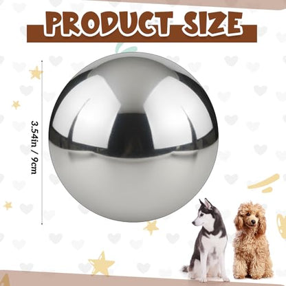 Soulchen Stainless Steel Slow Feeder Ball for Dogs, Weighted Metal Slow Feeder Ball, 3.54 Inch/9 cm, Slows Fast Eating to Prevent Choking, Bloating and Obesity, Safe for All Breeds