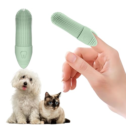 Jack & Milo Soft Silicone Finger Toothbrush for Dogs – Gentle & Effective Oral Care for Small Dogs, Puppies & Cats – Long-Lasting & Easy to Use – Green – Ideal for Baby Pets - color: Green