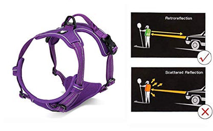 JUXZH Truelove No Pull Dog Harness with Easy Control Handle and 2 Leash Attachments,Reflective Adjustable Pet Vest - color: purple, size: Medium (Pack of 1)