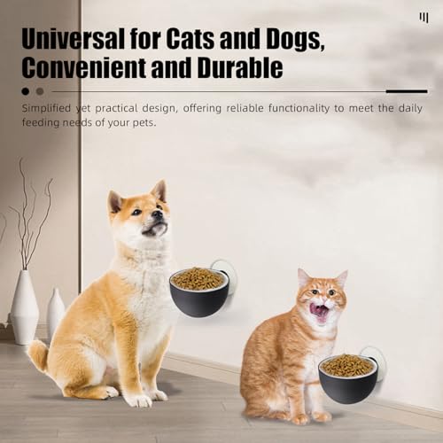MANON ROSA Hanging Pet Feeding Bowl - Wall-Mounted Angle Adjustable Stainless Steel Food Bowl for Dogs and Cats Anti-Slip Spill-Proof Neck Protection (White) - color: White
