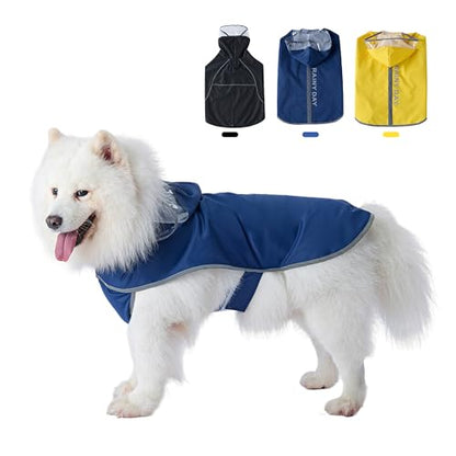Dog Raincoat Adjustable Pet Waterproof Clothes Lightweight Rain Jacket Poncho Hoodies with Strip Reflective (Blue, Small) - color: Blue, size: Small