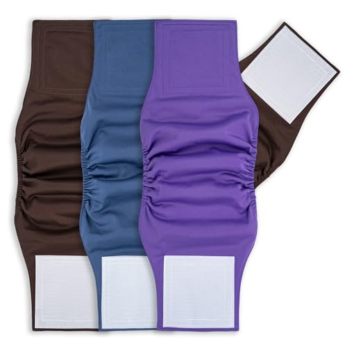 MICOOYO Male Dog Belly Bands Washable, Reusable Dog Diapers Male, Doggy Diapers for Puppy Training, Incontinence, Marking, M, Pack of 3