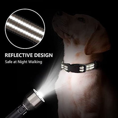 Hikiko Martingale Dog Collars Reflective Nylon Dog Collar with Quick Release Buckle Adjustable Training No Slip Dog Collar (Medium, Brown) - color: Brown, size: Medium