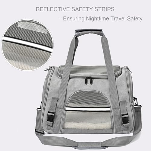 Dog Cat Carrier Soft for Small Pet Up to 16 Lbs TSA Airline Approved Travel Carrier Collapsible Puppy Car Mesh Bag 17.5 * 10.2 * 11.4 inch - Grey - color: Grey