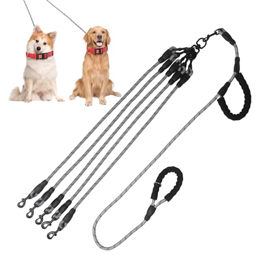 Exceptional 360 Anti-Tangle & No Pull 5-Way Dog Leash - 5 Handle & Reflective for Safety & Convenience (Small & Medium Dogs)(Grey, 5 Way) - color: Gray, size: 5 Way
