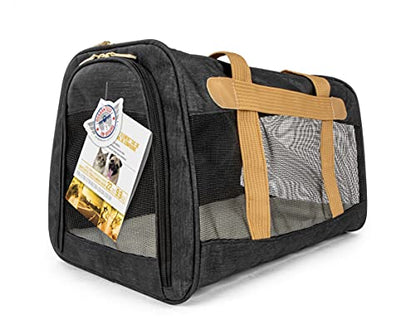 Sherpa Element Travel Pet Carrier, Airline Approved, Padded & Washable, Includes Mesh Windows & Spring Frame, Black and Tan, Large