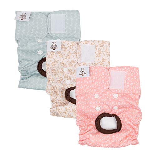 CuteBone Dog Diapers Female Washable Small Medium Large 3 Pack Reusable Doggie Diapers Puppy Period Pants for Doggy Heat Cycle Peeing - size: XS