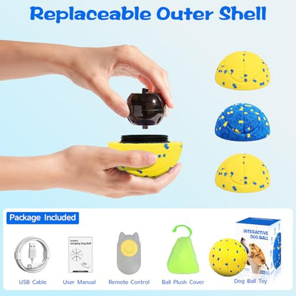 Smart Dog Ball Interactive Dog Toy with Remote Control,Automatic Moving,Bouncing and Rotating 3 Modes,E-TPU Material Aggressive Chewers,IPX7 Waterproof,Rolling Ball for Large Medium Dogs - color: Blue