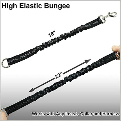 MayPaw Bungee Dog Leash Extension Attachment, 18" Reflective Shock Absorbing Lead Extender for Dog Walking Running Training (Black)