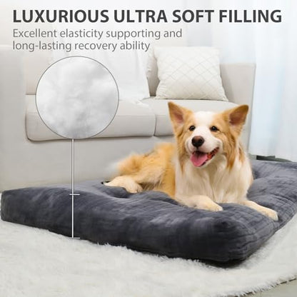 Dog Crate Bed Washable Dog Beds for Extra Large Dogs Deluxe Thick Flannel Fluffy Comfy Kennel Pad Anti-Slip & Anti-Scratch Pet Sleeping Mat, 41 x 27 Inch, Gray - color: Gray, size: 41.0"L x 27.0"W x 3.5"Th