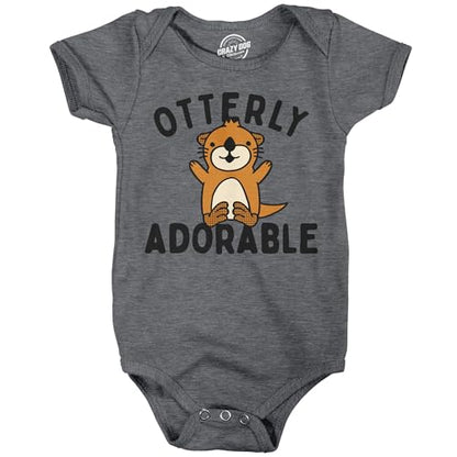 Crazy Dog T-Shirts Otterly Adorable Baby Bodysuit Funny Sarcastic Cute Otter Graphic Jumper for Infants - size: 24 Months