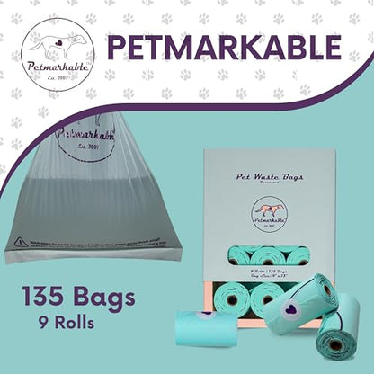 Durable Dog Poop Bags Rolls Eco Friendly, Leakproof, Odor-Free, Vegetable-Based Doggy Poop Bags, Giving Back to Charity (135 Bags / 9 Rolls)