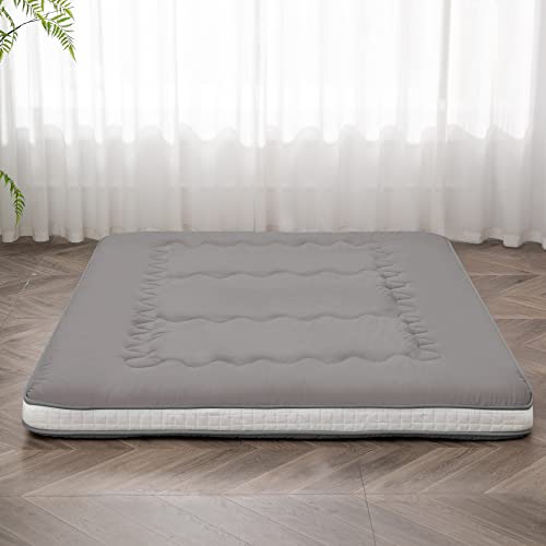 Dr.Futon Japanese Floor Futon Mattress Extra Thick Folding Roll Up Bed Topper Mat for Guest,Lounger and Tavel - color: Darkgrey, size: Full