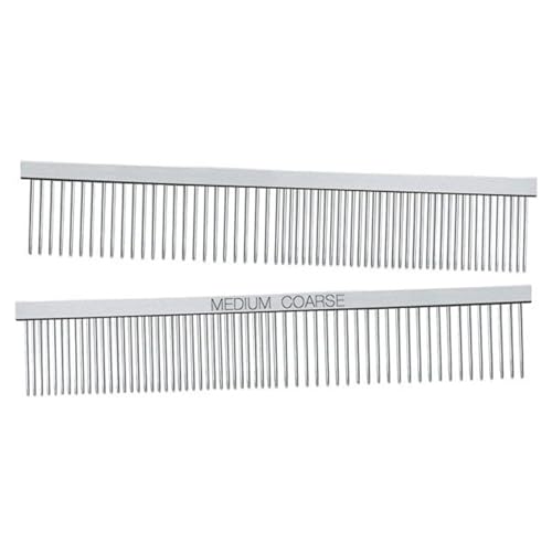Master Grooming Tools Greyhound Combs — European-Style Combs for Grooming Dogs - Medium/Coarse, 7½",Chrome - size: 7½", style: Medium/Coarse