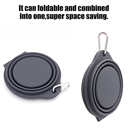SLSON Collapsible Dog Bowls,Integrated Molding Dog Double Bowl No Plastic Rim 2 in 1 Foldable Pet Food & Water Bowl Cat Feeder Dish for Walking,Hiking,Camping (Dark Grey) - color: Dark Grey