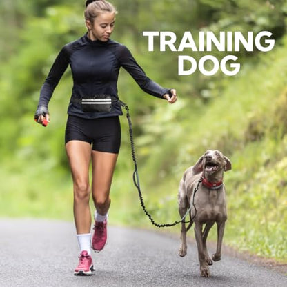 Hands Free Dog Leash with Pouch, Retractable Bungee with Double Padded Handles, Dog Leashes with Bungee for Medium & Large Puppy (Black/Olive Green) - color: Black/Olive Green