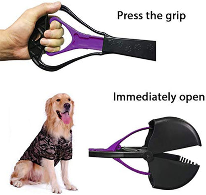 Pet Pooper Scooper, 24" Long Handle Portable Poop Scooper for Large and Small Dogs Cats, Foldable Dog Poop Pick Up Tool, Sturdy Garbage Rake Picker for Garden Backyard Grass Dirt Gravel (Purple) - color: Purple