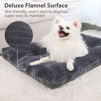 Dog Crate Bed Washable Dog Beds for Small Dogs Deluxe Thick Flannel Fluffy Comfy Kennel Pad Anti-Slip & Anti-Scratch Pet Sleeping Mat, 23 x 18 Inch, Gray - color: Gray, size: 23.0"L x 18.0"W x 2.5"Th