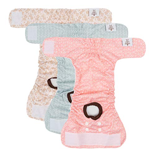 CuteBone Dog Diapers Female Washable Small Medium Large 3 Pack Reusable Doggie Diapers Puppy Period Pants for Doggy Heat Cycle Peeing - size: S