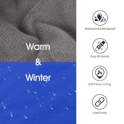 IECOii Extra Warm Dog Coat - Reflective, Adjustable Winter Jacket with Buckle & Fleece Turtleneck for Small, Medium & Large Dogs - color: Blue, size: Small(Chest:12.6-16.5 in)