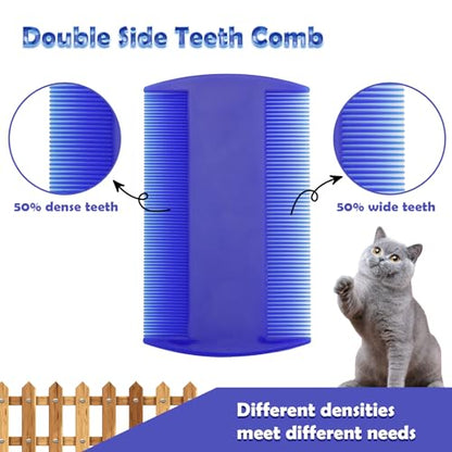 Flea Comb for Cats Dogs, 6 Pack Pet Lice Comb Set Pet Grooming Pets for Small, Medium & Large Pets (Blue) - color: Blue