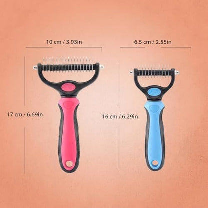 Sakerplus Pet Grooming Tool for Dogs & Cats, Professional Deshedding & Dematting Brush, Stainless Steel Undercoat Rake for Long & Short Hair Pets, Gentle Pet Hair Remover Comb (Blue,Small+Large) - color: Blue,Small+Large