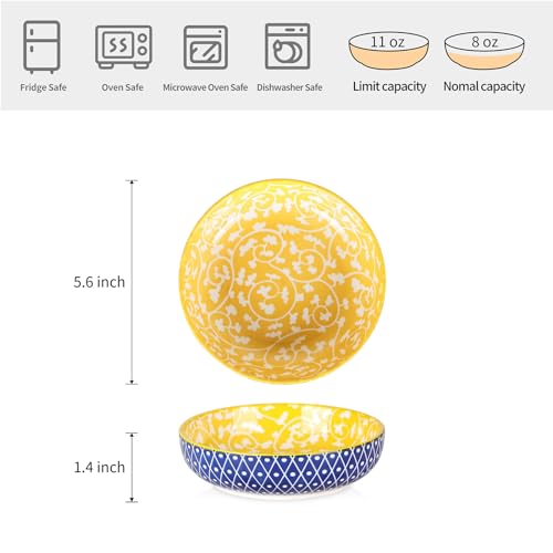 Selamica 세라믹 고양이 사료 그릇 4개 세트, 14cm(5.6인치) 너비의 얕은 고양이 그릇/음식과 물용 접시, 다양한 색상 - color: 다양한 색상, size: 5.6 Inch, Set of 4