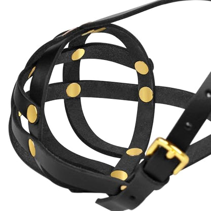 OOPSDOGGY French Bulldog Dog Muzzle for Short Snout Dog - Leather Breathable Secure Basket Muzzle for Frenchie Prevents Biting No Chewing Adjustable (Black) - color: Black