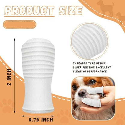 Dual Sided Cat Toothbrush Dog Toothbrush Finger Brush Micro Head, Suitable for Small to Large Dogs & Cats (White, Small) - color: White