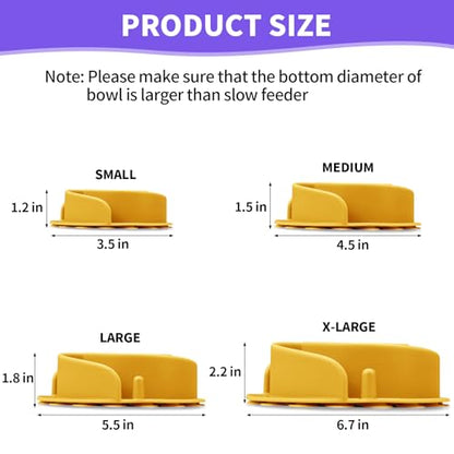 Slow Feeder Dog Bowls Insert, Animire Soft Silicone Slow Eating Dog Food Bowl for Small, Medium and Large Dogs, Compatible with Regular and Elevated Bowls - color: Yellow, size: S