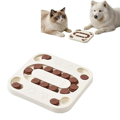 Cat Puzzle Toy, Treat Dispenser & Slow Feeder for Cat and Dog (white) | Sturdy Plastic Enrichment Toys for Mental Stimulation,Reduces Boredom & Destructive Chewing - color: white