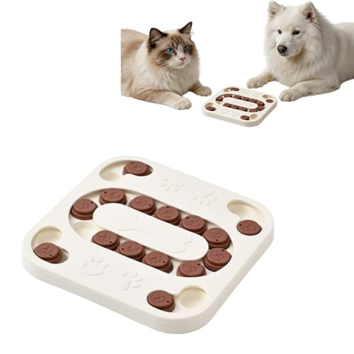 Cat Puzzle Toy, Treat Dispenser & Slow Feeder for Cat and Dog (white) | Sturdy Plastic Enrichment Toys for Mental Stimulation,Reduces Boredom & Destructive Chewing - color: white