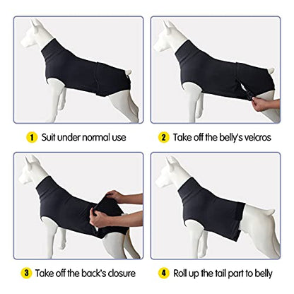 HEYWEAN Full Body Dog Diaper with a Puppy Nappies Physiological Dog Surgery Recovery Suit for Male Female Dogs - color: Classic Black, size: X-Small
