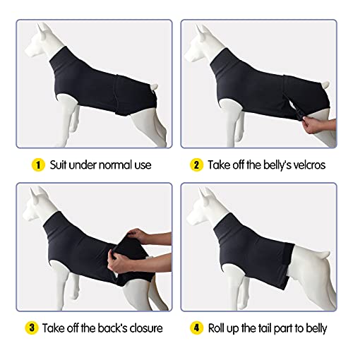 HEYWEAN Full Body Dog Diaper with a Puppy Nappies Physiological Dog Surgery Recovery Suit for Male Female Dogs - color: Classic Black, size: X-Large