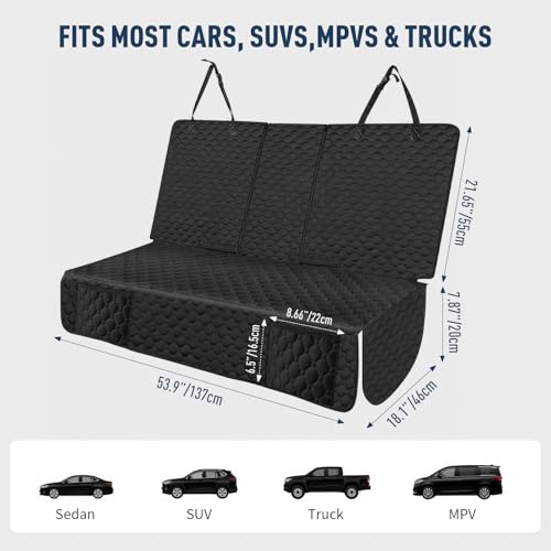 Dog Car Seat Cover, Back Seat Cover for Dog Pet Car Seat Universal Waterproof Scratch Proof Nonslip Durable Soft Pet Backseat Protector for Cars Trucks & SUVs (Black)
