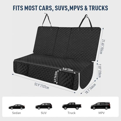 Dog Car Seat Cover, Back Seat Cover for Dog Pet Car Seat Universal Waterproof Scratch Proof Nonslip Durable Soft Pet Backseat Protector for Cars Trucks & SUVs (Black)